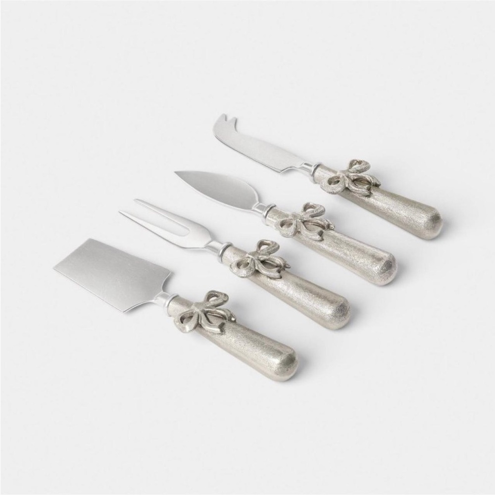 Threshold Silver Cheese Knife Set with Bow Accents